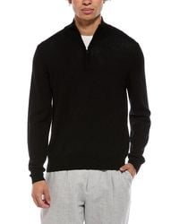 Bruno Magli - Merino Wool-Blend Blend Zip Mock Neck Sweater - Lyst
