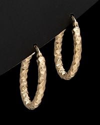 Italian Gold - 14k Bold Hammered Oval Hoops - Lyst