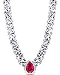Rina Limor - Silver 1.15 Ct. Tw. Ruby Curb Link Chain Necklace - Lyst
