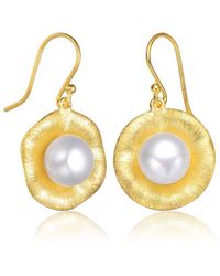 Rachel Glauber - 14k Over Silver 8.8-8.8mm Pearl Earrings - Lyst