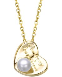 Rachel Glauber - 14K Plated 3Mm Pearl Heart Necklace - Lyst