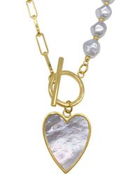 Adornia - 14k Plated 10mm Pearl Heart Necklace - Lyst