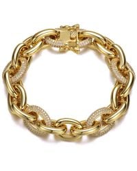 Rachel Glauber - 14k Plated Cz Chunky Tubular Cable Chain Bracelet - Lyst