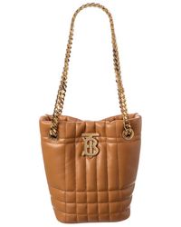 Burberry Lola Mini Quilted Leather Bucket Bag - Brown