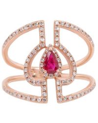Diana M. Jewels - Fine Jewelry 14k Rose Gold 0.55 Ct. Tw. Diamond & Ruby Half-eternity Ring - Lyst