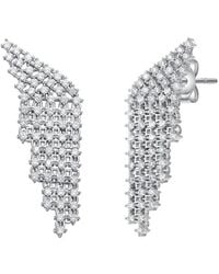 Genevive Jewelry - Silver Cz Statement Earrings - Lyst