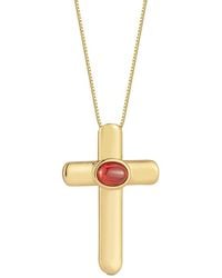 Chloe and Madison - Jewelry 18K Plated Cz Statement Cross Necklace - Lyst