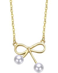 Rachel Glauber - 14K Plated 3-5Mm Pearl Bow Necklace - Lyst