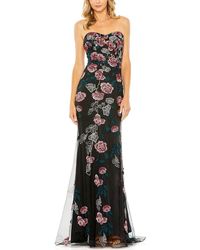 Mac Duggal - Strapless Floral Embroidered Gown - Lyst