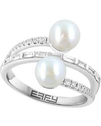 Effy Fine Jewelry - 14K 0.29 Ct. Tw. Diamond & 6Mm Pearl Ring - Lyst