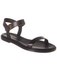 Burberry Monogram Motif Leather Sandal - Black