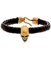 Alexander McQueen Skull Leather Bracelet - Black