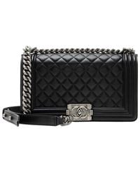 CHANEL - Black Lambskin Old Medium Boy Bag (authentic Pre-loved) - Lyst
