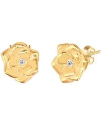 Gabi Rielle - 14k Over Silver Cz Rosebud Earrings - Lyst