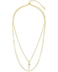 Sterling Forever - 14k Plated 18mm Pearl Cz Nerissa Layered Necklace - Lyst