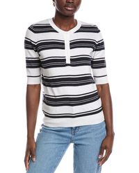 Minnie Rose - Cashmere-Blend Henley Sweater - Lyst