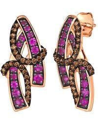 Le Vian - Le Vian Chocolate Gladiator 14k Rose Gold 1.06 Ct. Tw. Diamond & Sapphire Drop Earrings - Lyst