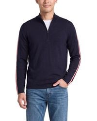 N.Peal Cashmere - Stripe 1/2-Zip Cashmere-Blend Mock Neck Sweater - Lyst