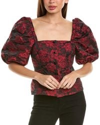 Ganni - Botanical Jacquard Fitted Blouse - Lyst