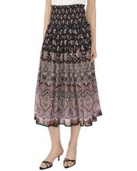 Cece - Smocked Waist A Line Midi Skirt - Lyst