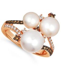 Le Vian - Le Vian 14k Rose Gold 0.34 Ct. Tw. Diamond & 6-9mm Pearl Cocktail Ring - Lyst