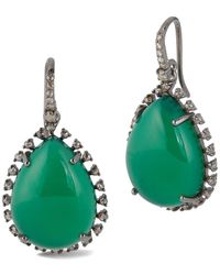 Banji Jewelry - Silver 30.42 Ct. Tw. Diamond & Green Onyx Drop Earrings - Lyst