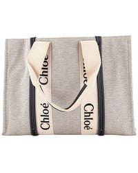 Chloé - Canvas & Leather Woody Tote Large (Authentic Pre-Loved) - Lyst