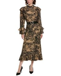 Pascale La Mode - Tie Neck Bell Sleeve Midi Dress - Lyst