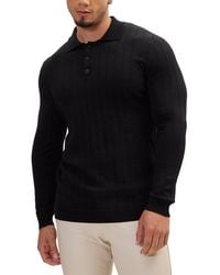Ron Tomson - Slip-Stitch Polo Neck Long Sleeve Sweater - Lyst