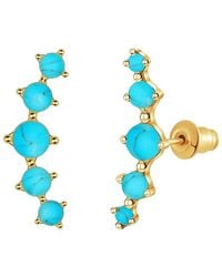 Liv Oliver - 18k Plated 4.75 Ct. Tw. Turquoise Climber Earrings - Lyst