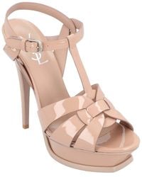 Saint Laurent - Calfskin Leather Tribute Patent Leather Platform Sandal, Never Worn (Authentic Pre-Loved) - Lyst