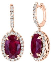 Effy Fine Jewelry - 14K Rose 9.59 Ct. Tw. Lab-Grown Diamond & Lab-Grown Ruby Earrings - Lyst