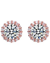 Genevive Jewelry - 14k Rose Gold Vermeil Cz Earrings - Lyst