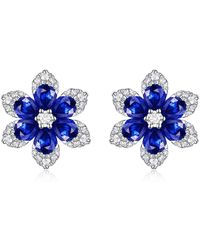 Sabrina Designs - 14k 2.36 Ct. Tw. Diamond & Sapphire Flower Earrings - Lyst