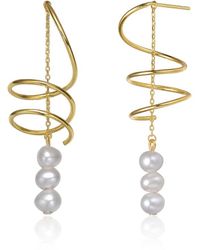 Rachel Glauber - 14k Over Silver 5.6-5.6mm Pearl Earrings - Lyst