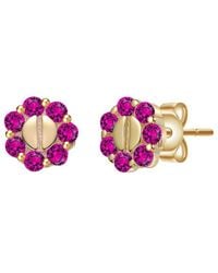 Genevive Jewelry - 14K Plated Cz Beaded Earrings - Lyst