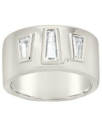 Sterling Forever - Rhodium Plated Cz Colsie Cigar Band Ring - Lyst