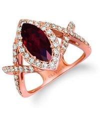 Le Vian - Le Vian 14k Rose Gold 2.92 Ct. Tw. Diamond & Garnet Cocktail Ring - Lyst