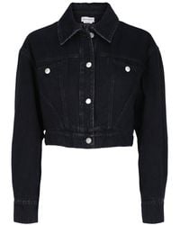 McQueen - Cropped Denim Jacket - Lyst