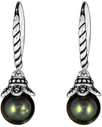 Belpearl - Silver 10mm Tahitian Dangle Earrings - Lyst