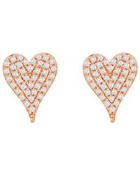Suzy Levian - 14k Rose Gold 0.16 Ct. Tw. Diamond Elongated Heart Studs - Lyst