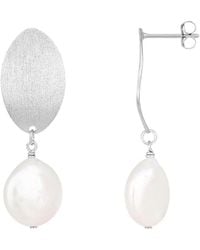 Splendid - Rhodium Plated 12-13mm Pearl Cz Earrings - Lyst