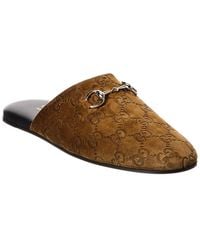 Gucci - Horsebit Gg Suede Mule - Lyst