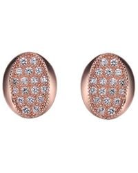 Genevive Jewelry - 18k Rose Gold Over Silver Cz Studs - Lyst