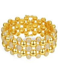 Rachel Glauber - 14K Plated Medallion Mesh Link Bracelet - Lyst