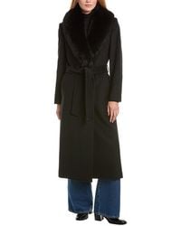 Sofiacashmere - Sofiacashmere Shawl Collar Wool-Blend Long Wrap Coat - Lyst