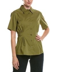 Anne Klein - Pleated Waist Button-Up Shirt - Lyst