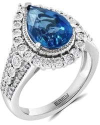 Effy Fine Jewelry - 14K 3.47 Ct. Tw. Diamond & London Topaz Ring - Lyst