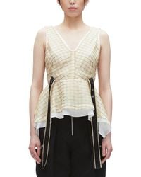 3.1 Phillip Lim - Plaid Organza Sleeveless V-Neck Flounce Silk Top - Lyst
