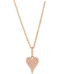 Suzy Levian - 14k Rose Gold 0.11 Ct. Tw. Diamond Elongated Heart Necklace - Lyst
